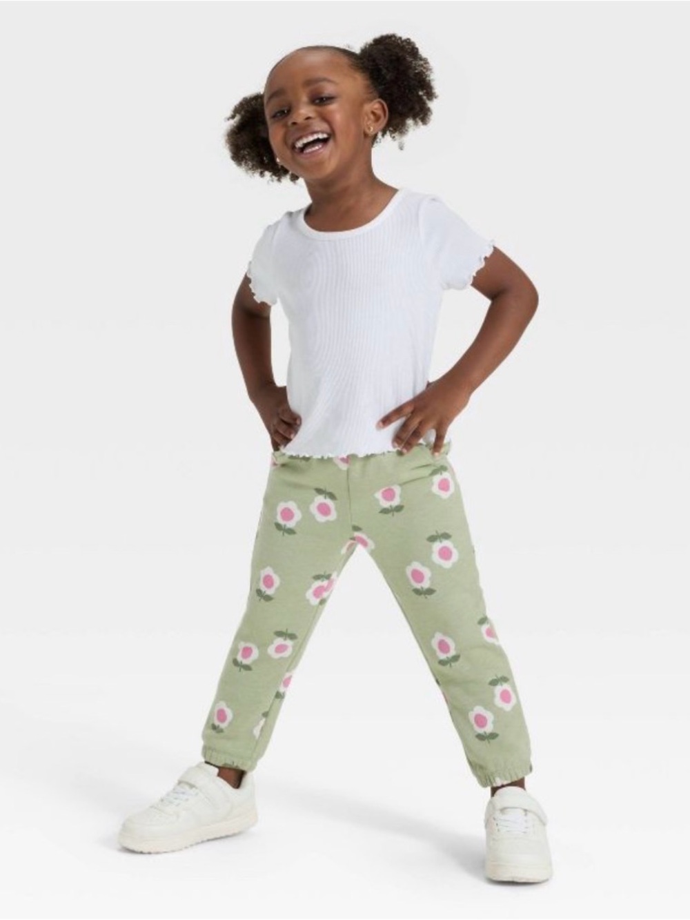 Cat & Jack Kids Floral Print Jogger Pants - Green